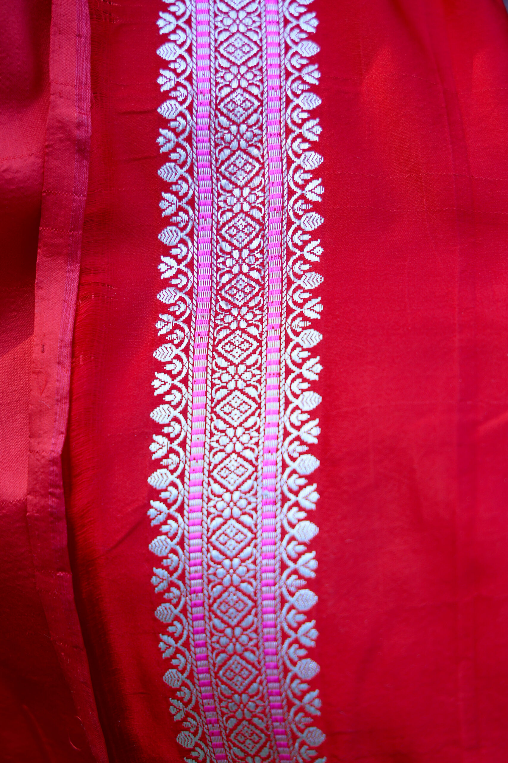 Scarlet Zari Weave - Red Brocade Katan silk Saree - Image 3