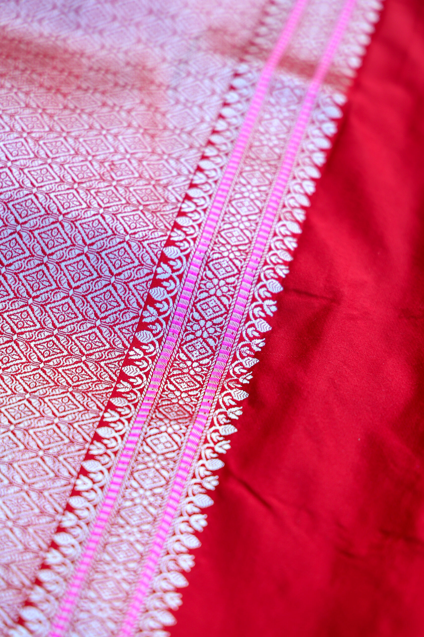Scarlet Zari Weave - Red Brocade Katan silk Saree - Image 2