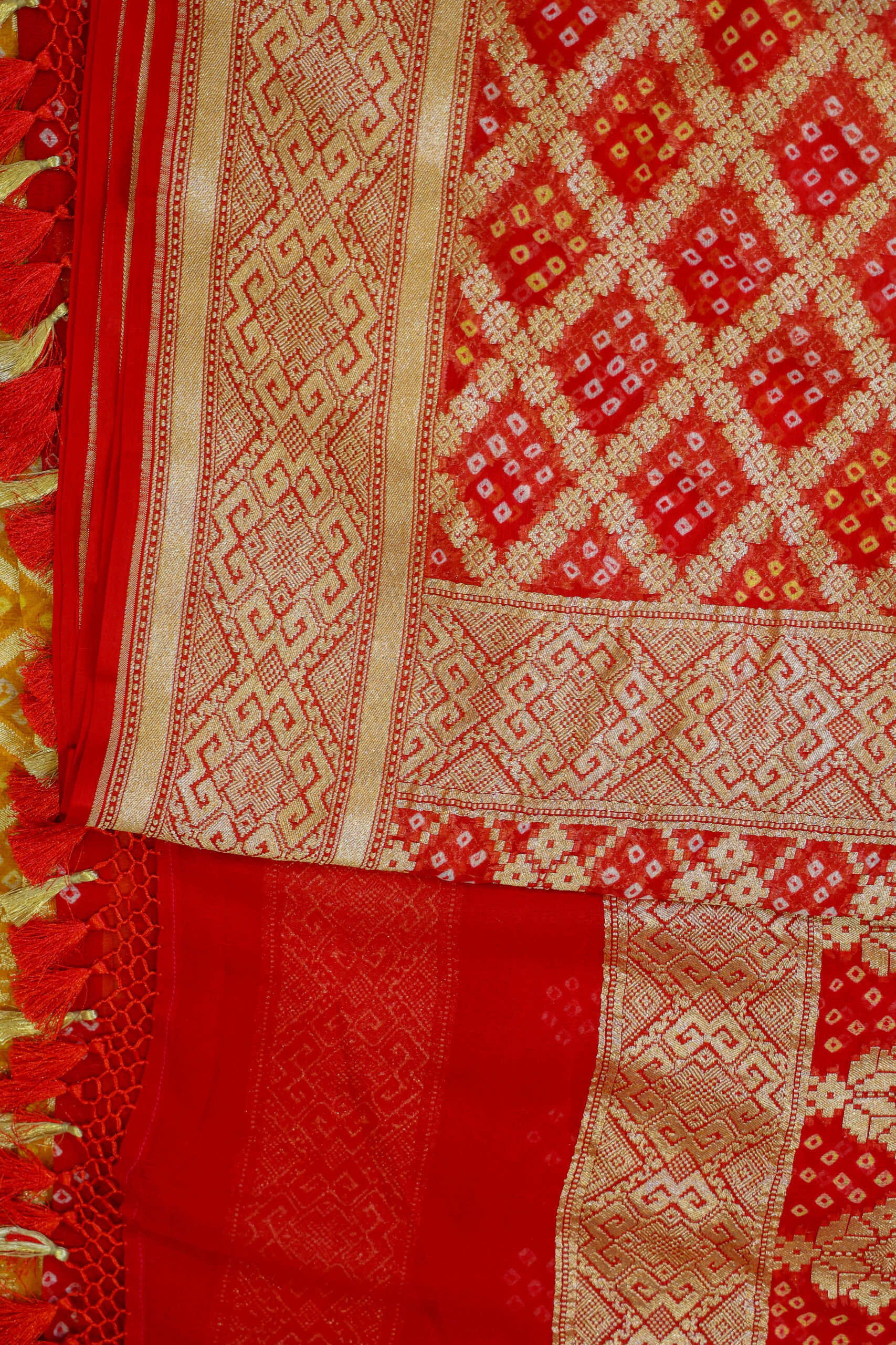 Gulposh  - Red Banarasi Bandhini Georgette Saree - Image 2