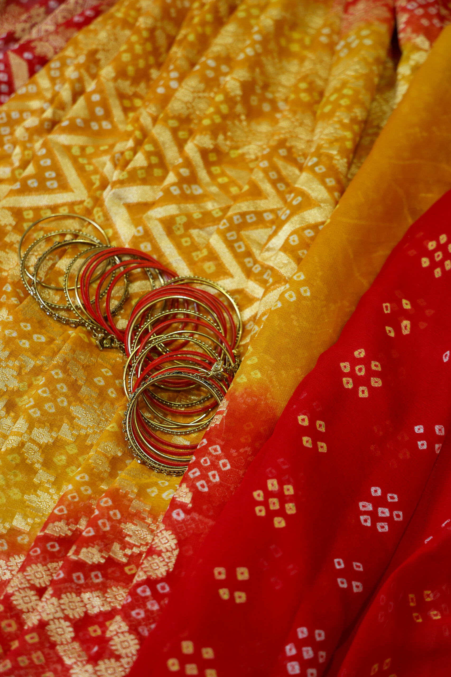 Gulposh  - Red Banarasi Bandhini Georgette Saree - Image 7