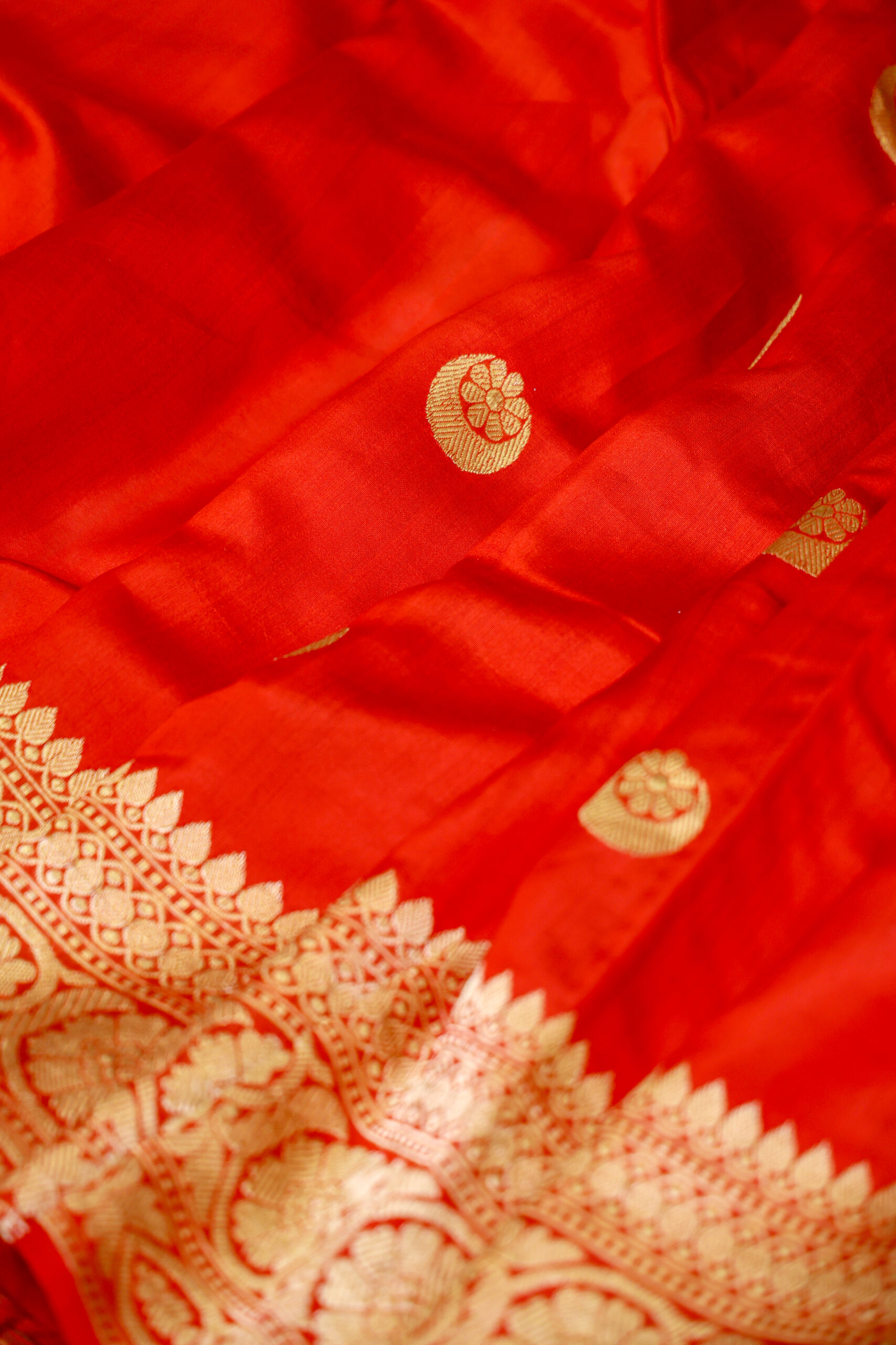 The Chand Edit Red - Chand Boota Katan Silk Saree - Image 3