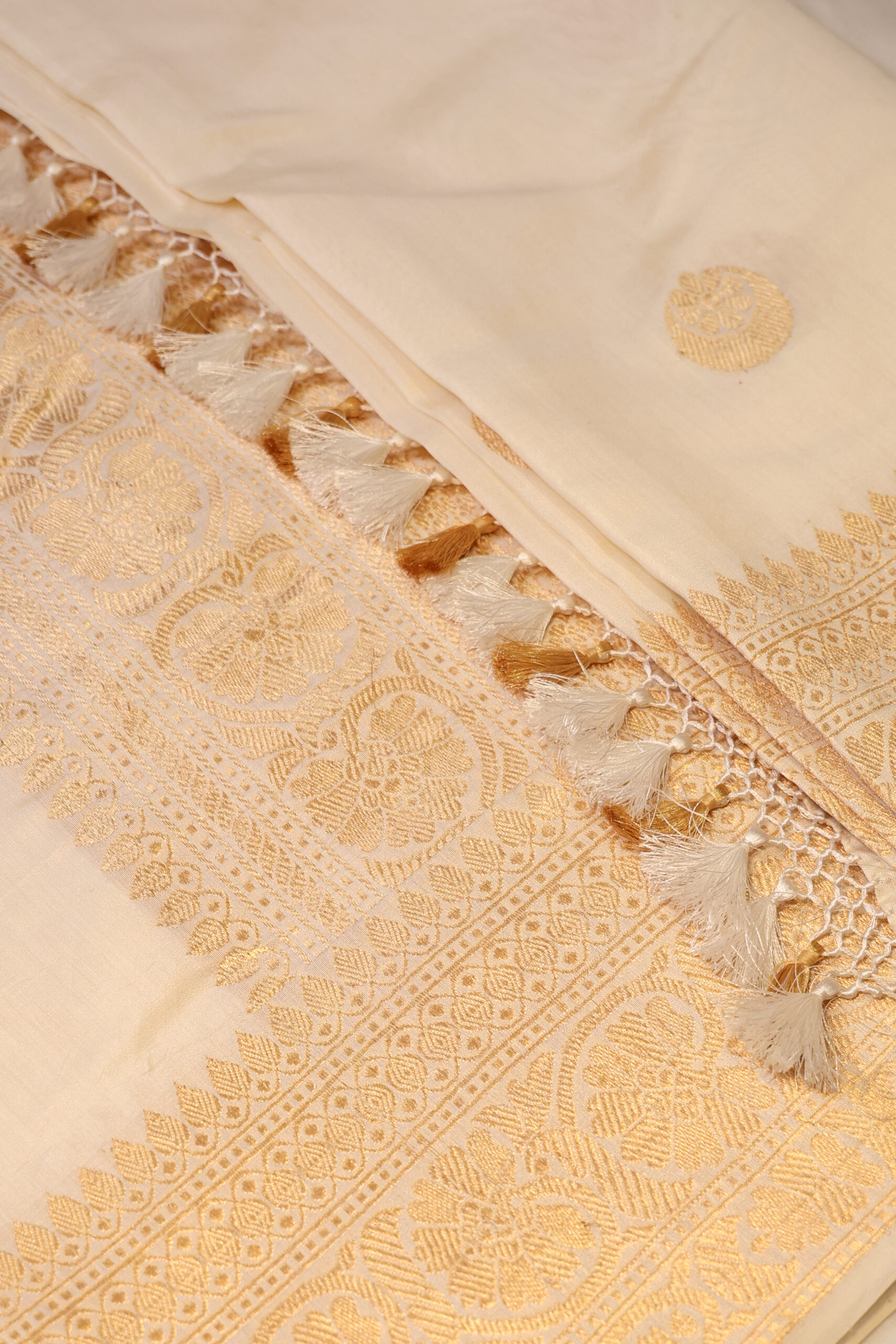 The Chand Edit - Ivory  Chand Boota Katan Silk Saree - Image 4