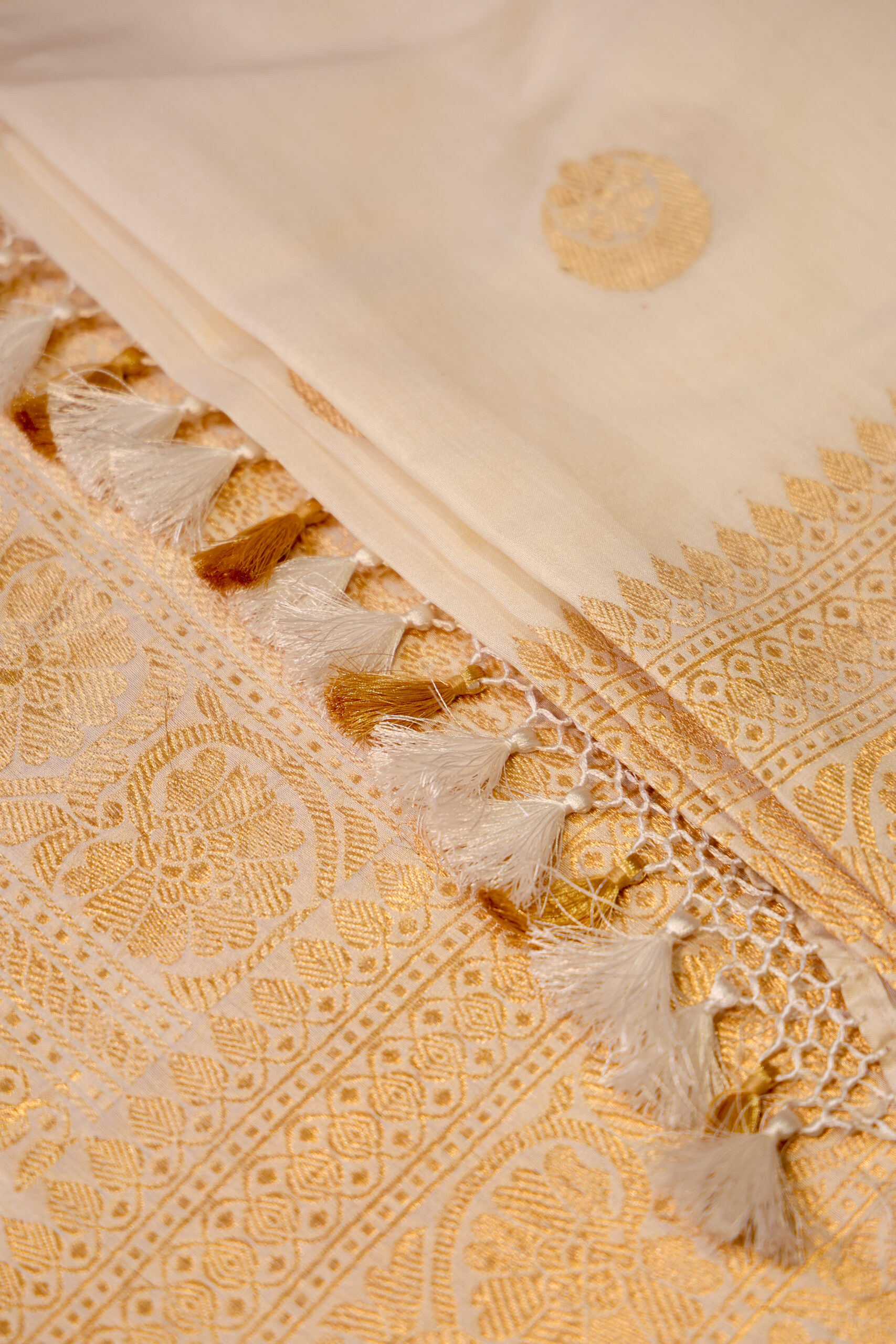 The Chand Edit - Ivory  Chand Boota Katan Silk Saree - Image 3