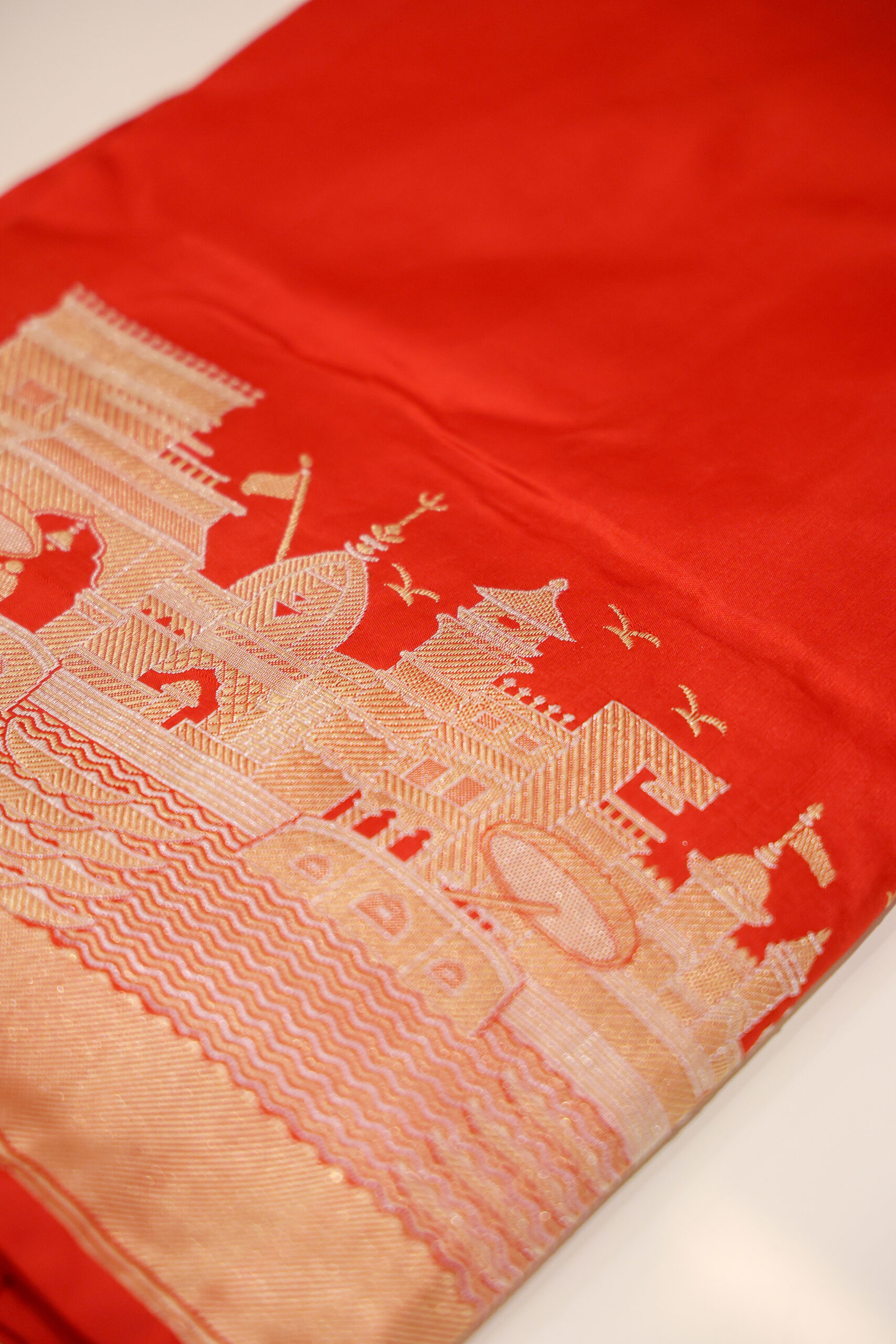 Eternal Banaras - Red Pure Katan Silk Handloom Saree - Image 4