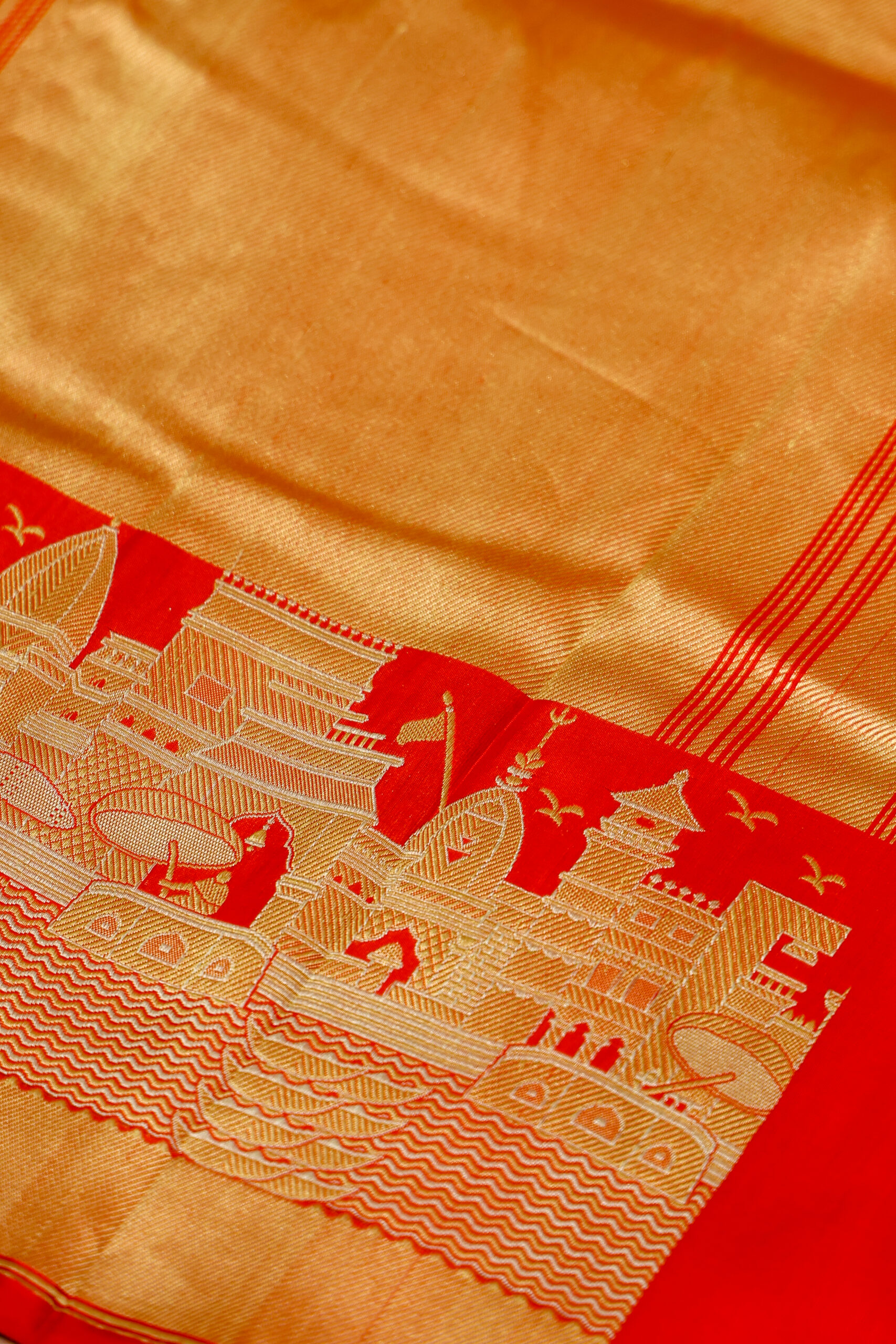 Eternal Banaras - Red Pure Katan Silk Handloom Saree - Image 3