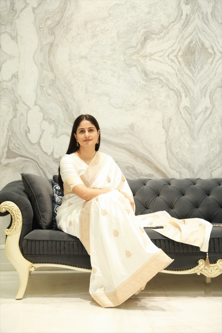 Ivory Mashru Silk Saree with Zari Border and Boota