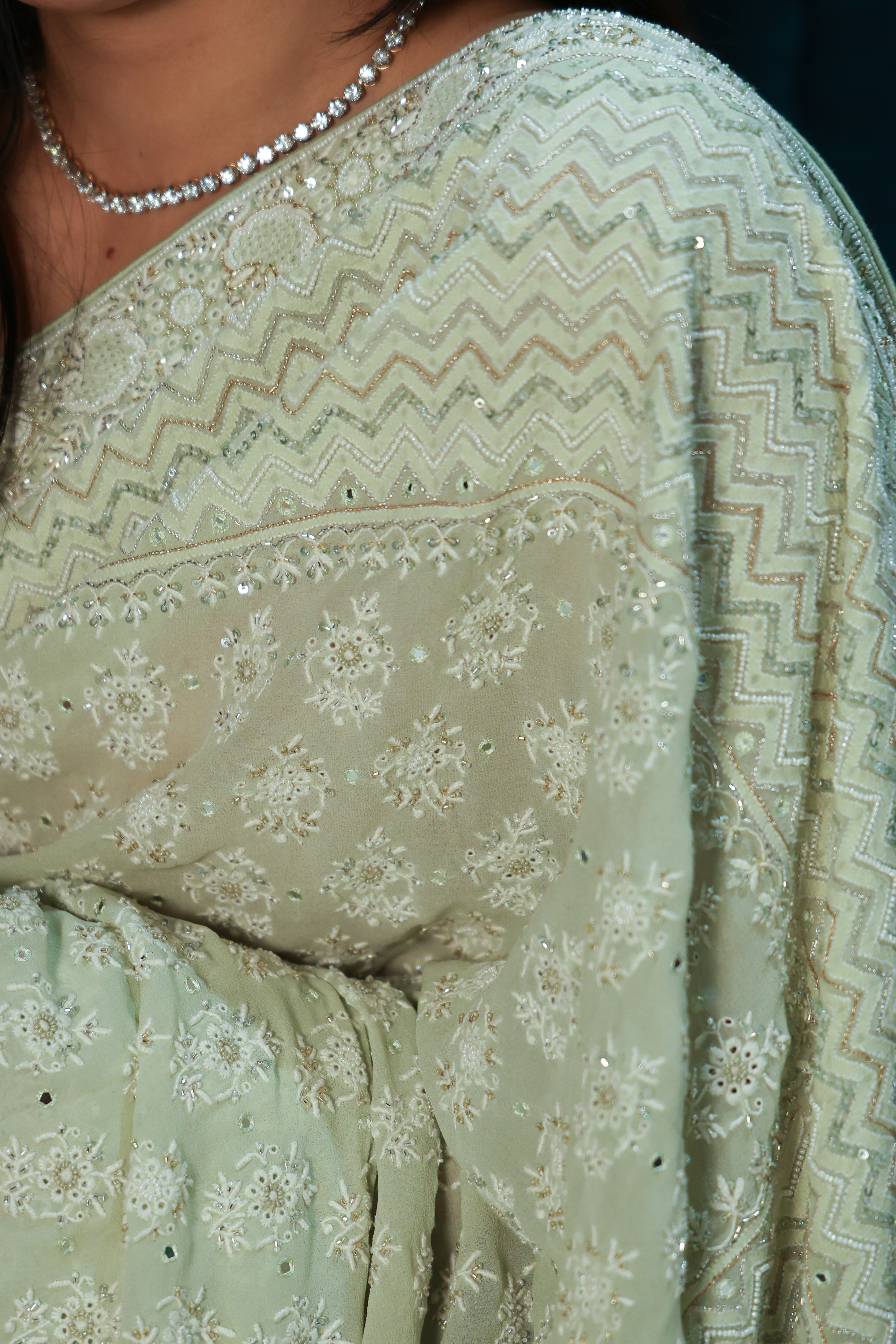Mint Royale Edit Pure Georgette Chikankari Saree - Image 5