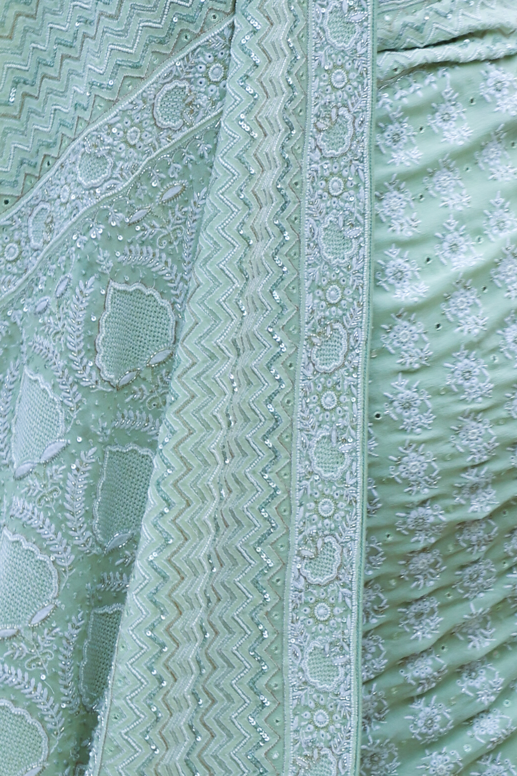 Mint Royale Edit Pure Georgette Chikankari Saree - Image 3
